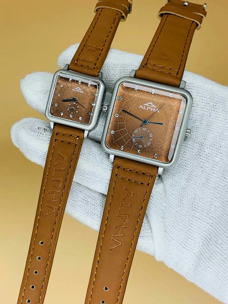 Couple Watch Alpha Brown Silver (Best Gift For Wedding, Anniversary)
