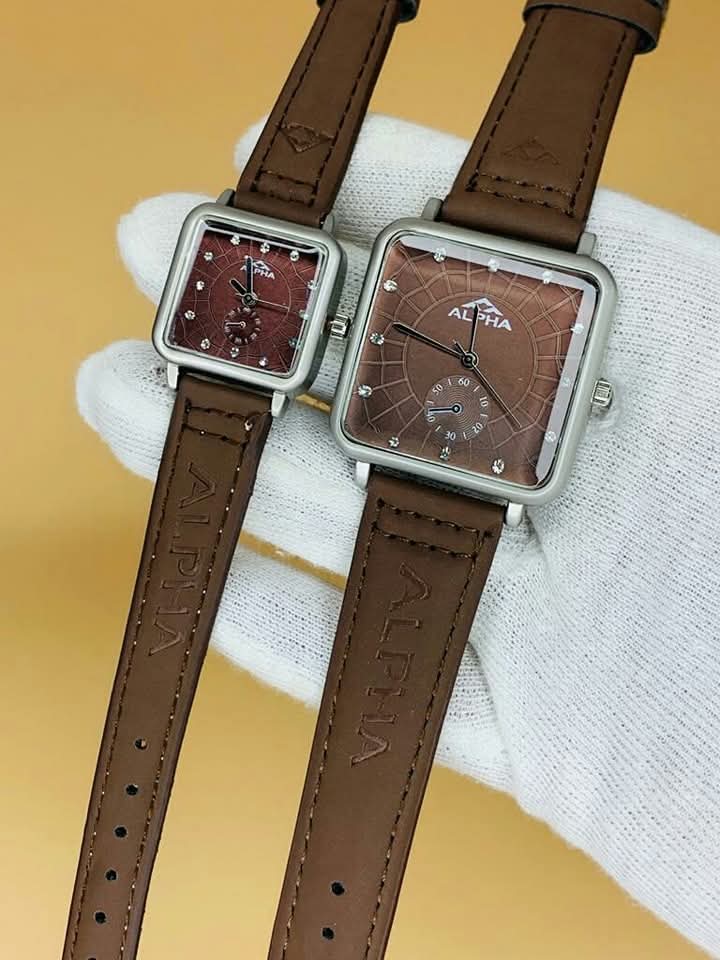 Couple Watch alpha Brown Silver (Best For Wedding, Anniversary, Engagement Gifts)