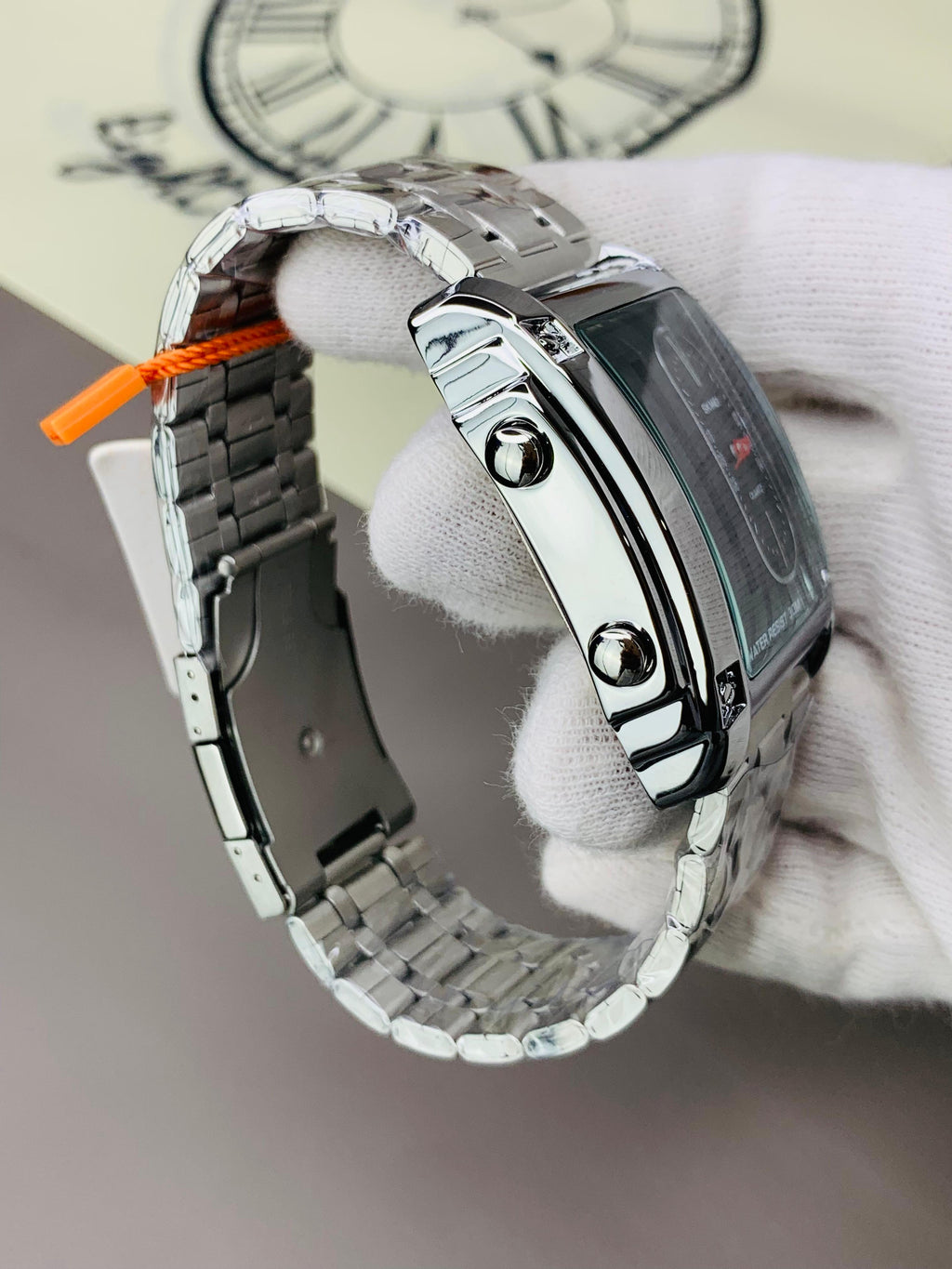 Dual Time Watch – Original Rectangle Dial | 1 Year Warranty