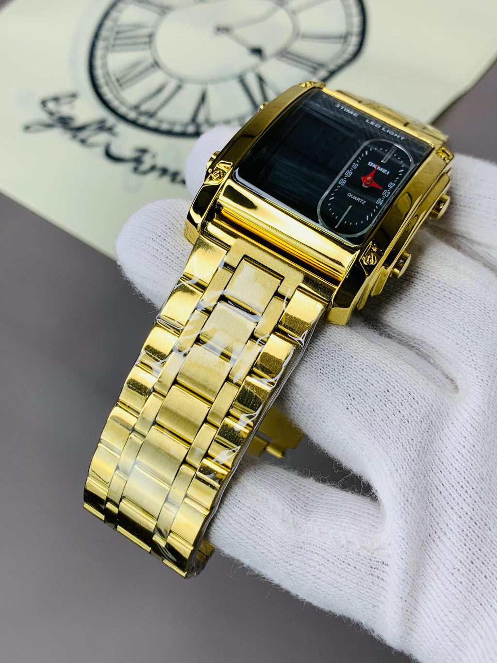 Dual Time Watch – Original Rectangle Dial | 1 Year Warranty