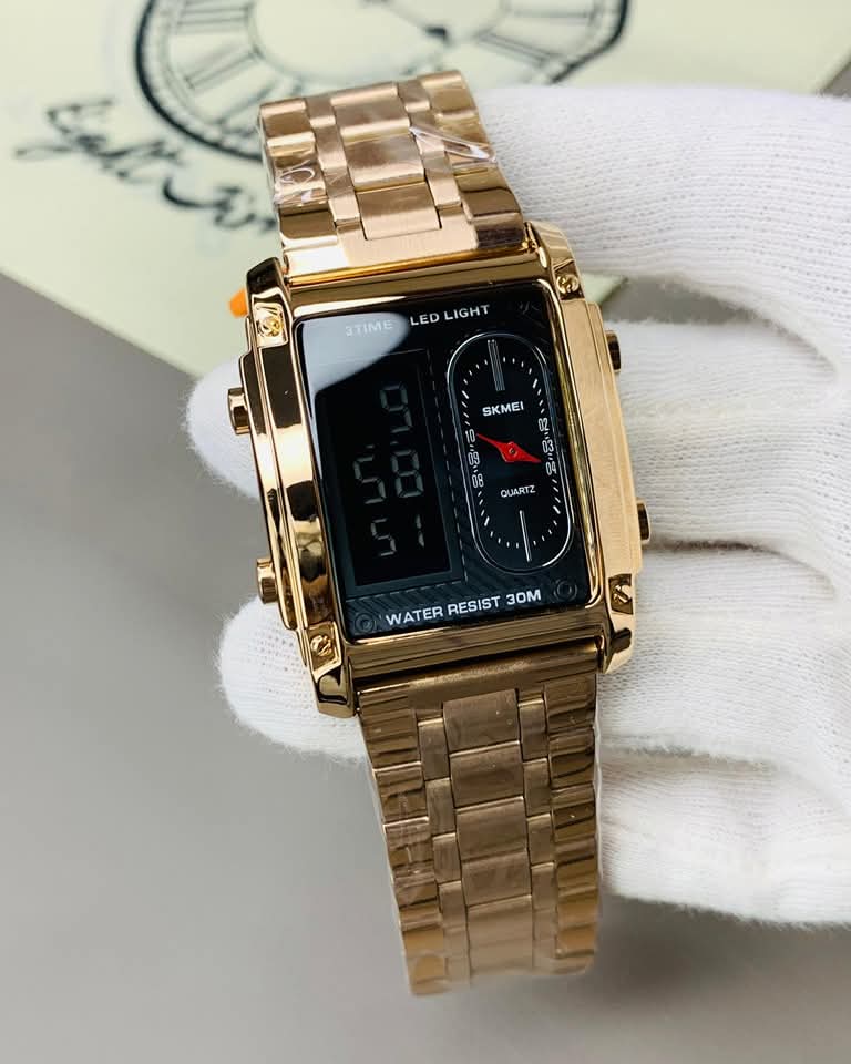 Dual Time Watch – Original Rectangle Dial | 1 Year Warranty
