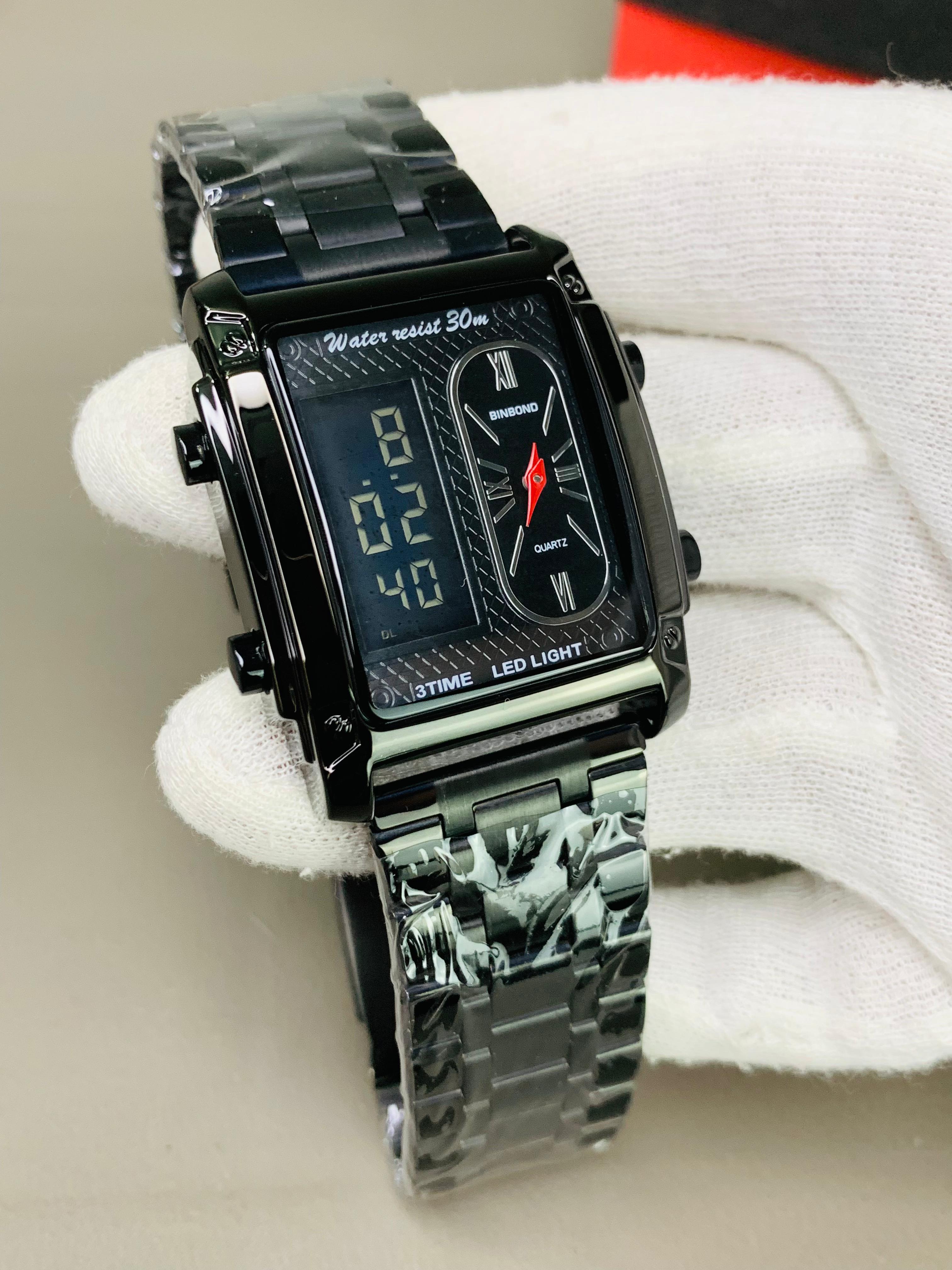 Dual Time Watch – Original Rectangle Dial | 1 Year Warranty